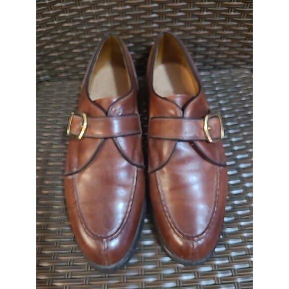 Allen Edmonds Cornell Monk Strap Dress Shoes Mens 9 EEE Cognac Brown Made In USA - Picture 2 of 11